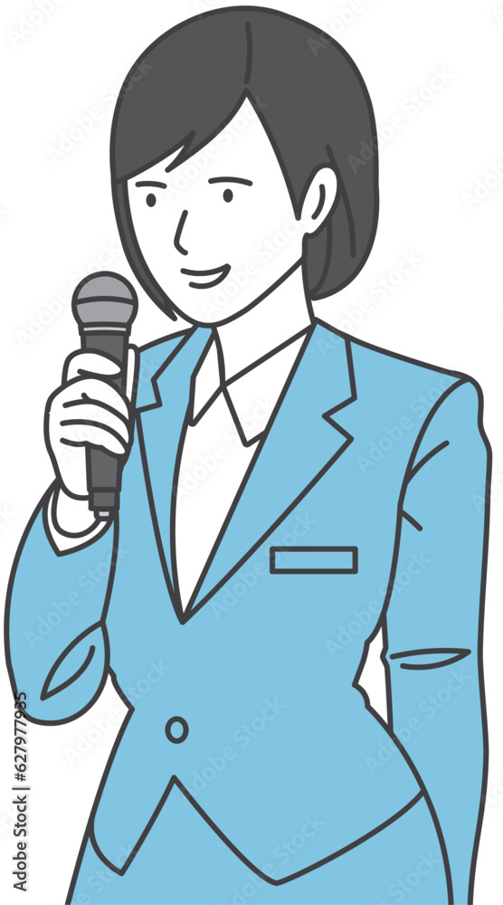 Woman in business suit with microphone Woman in business suit with microphone