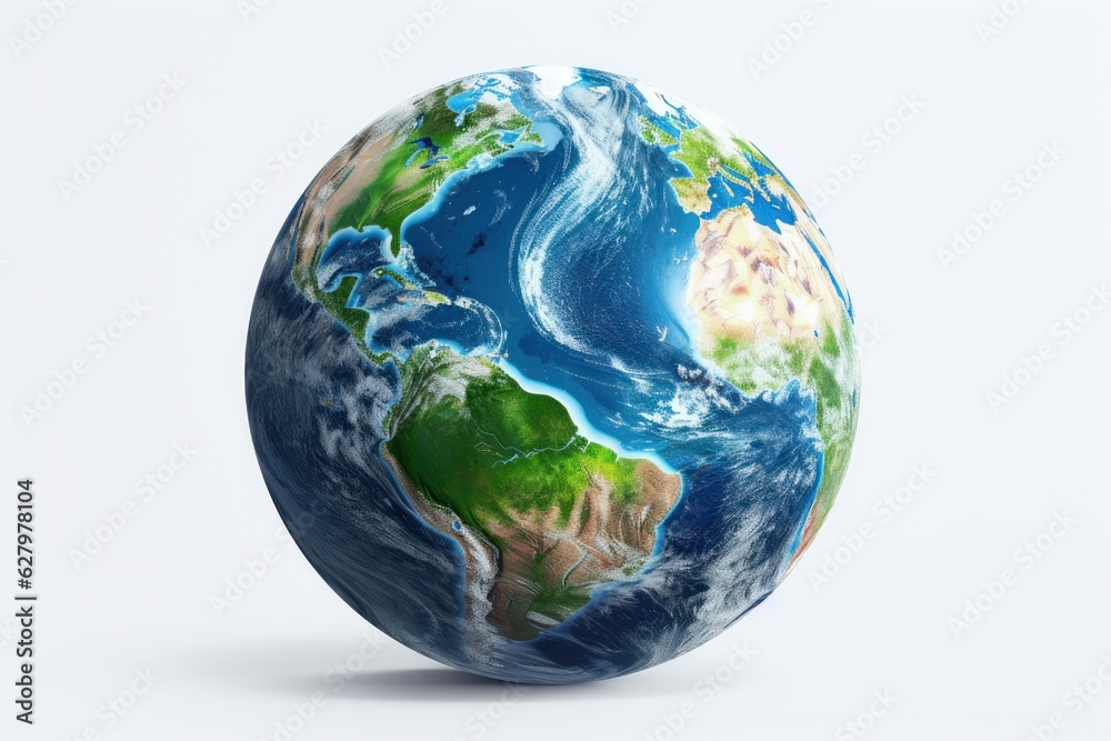 Earth on White Background, Save the World, Earth day, Environment Day. Generative AI Earth on White Background, Save the World, Earth day, Environment Day. Generative AI
