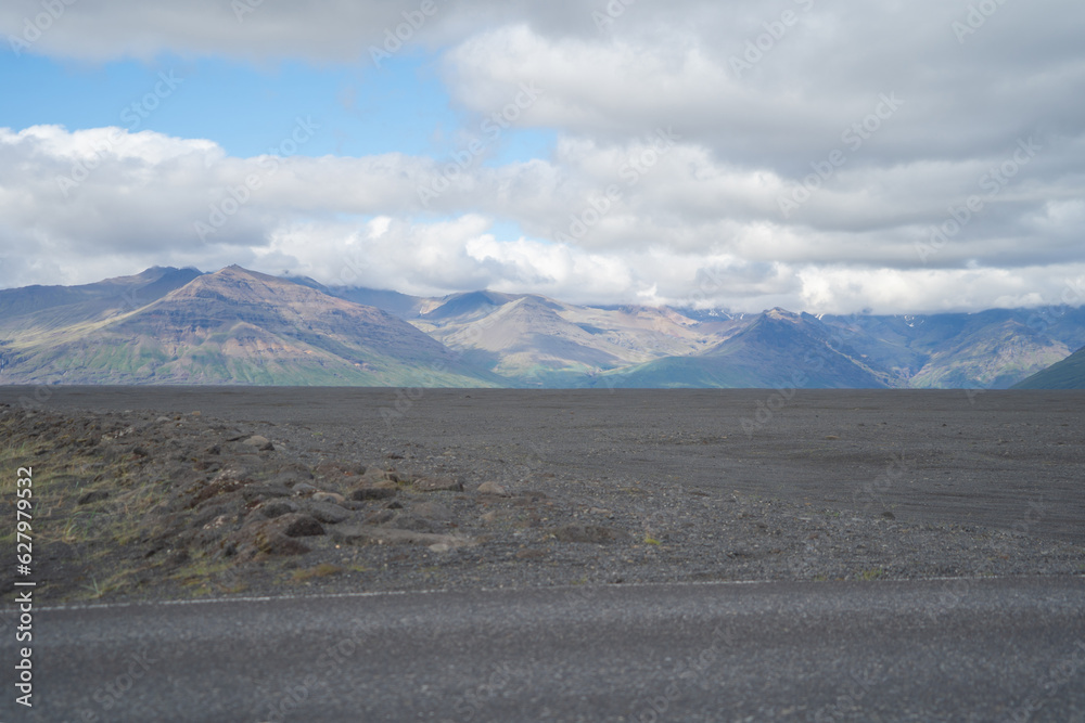 White snow mountains in Iceland islands in the summer season, Europe. Hills, nature landscape. Winter background.