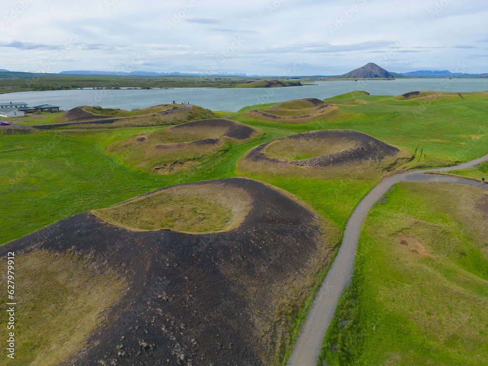 Skútustaðagígar volcanoes in Iceland in the summer season.