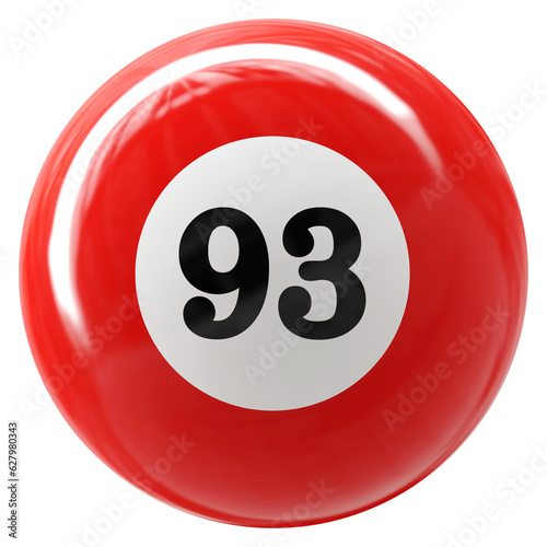 93 Number 3D Ball Red