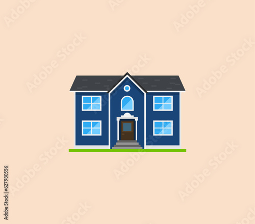 House or apartments. Family american townhouse. Neighborhood with cozy homes. Traditional Modern cottage for infographics or application interface. Building vector illustration. Flat style