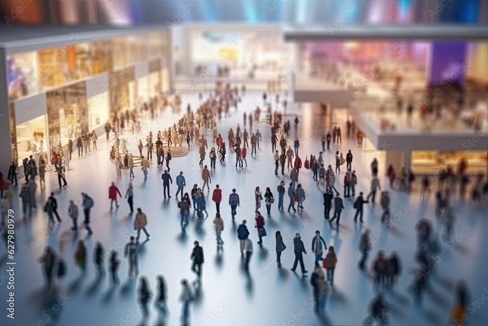 Blurred image of business people walking in modern office building. Abstract blurred background, ai generative Blurred image of business people walking in modern office building. Abstract blurred background, ai generative