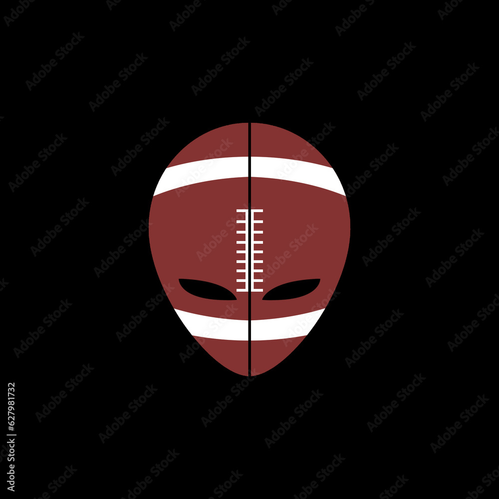Fototapeta premium Monster Alien American Football Ball Head Icon