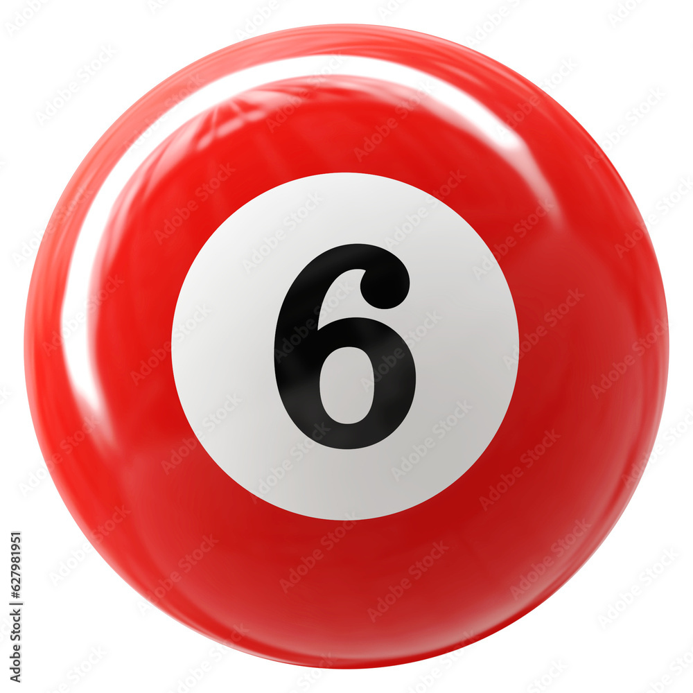 6 Number 3D Ball Red 6 Number 3D Ball Red