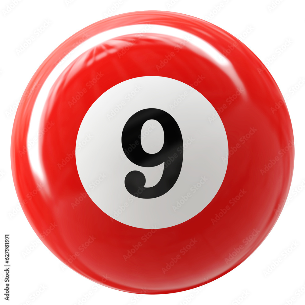 9 Number 3D Ball Red 9 Number 3D Ball Red