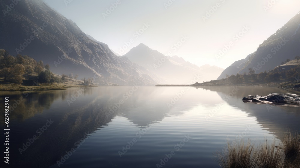 Tranquil and Serene Image of a River - AI Generated