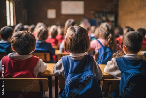 Children kids having class school. Generate Ai