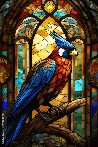 fictional stained glass window, generated by artificial intelligence