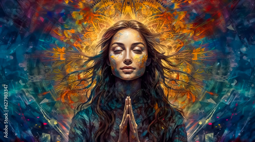 portrait of beautiful woman in meditation