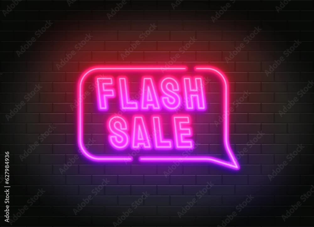 Flash sale neon effect text animation with rock wall background Flash sale neon effect text animation with rock wall background