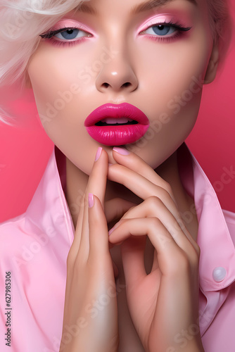 Make up. Glamour portrait of beautiful woman model with fresh makeup