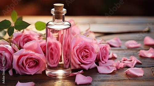 bottle with rose essense