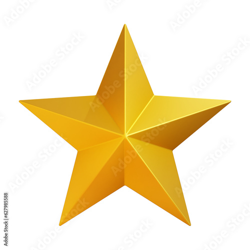 3D Golden Pentagram Star