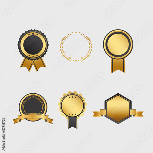 Vector illustration of realistic golden luxury badges collection. Perfect for business and qualities.