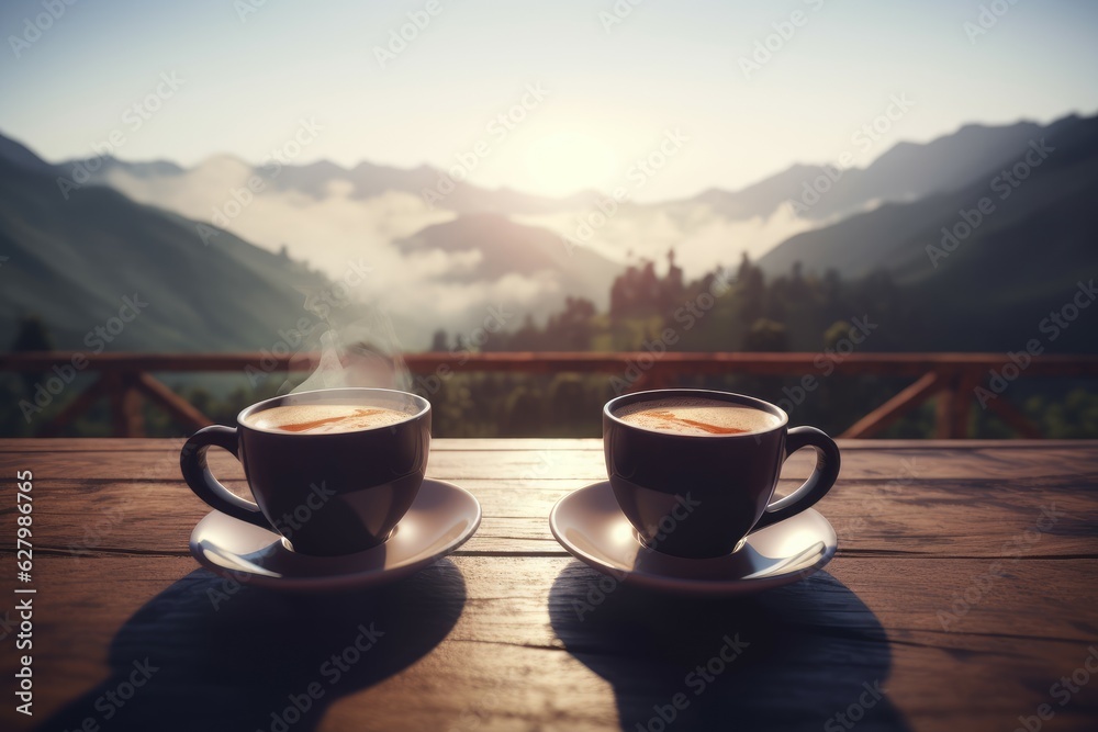 Coffee wood table. Generate Ai Coffee wood table. Generate Ai
