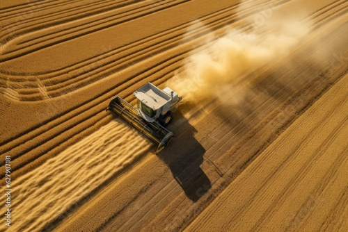Combine harvest wheat field rural. Generate Ai
