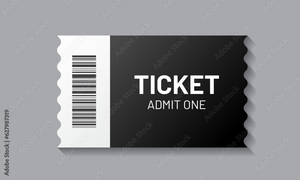 Black ticket with barcode template design
Black ticket with barcode template design