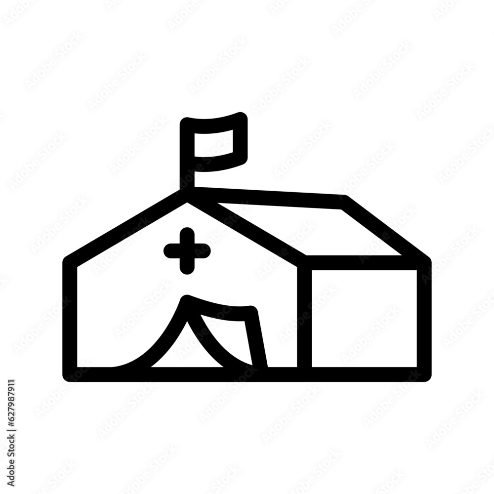 refugee camp line icon illustration vector graphic. Simple element illustration vector graphic, suitable for app, websites, and presentations isolated on white background
