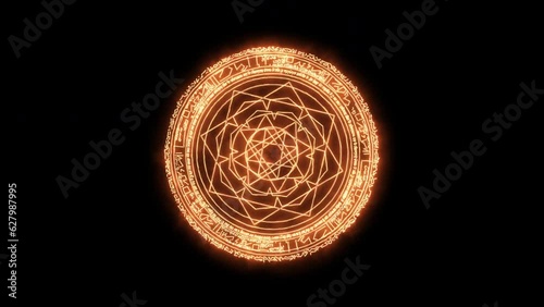 Powerful Orange Magic Shield, Superhero protection spell in 4k with alpha channel (transparent)