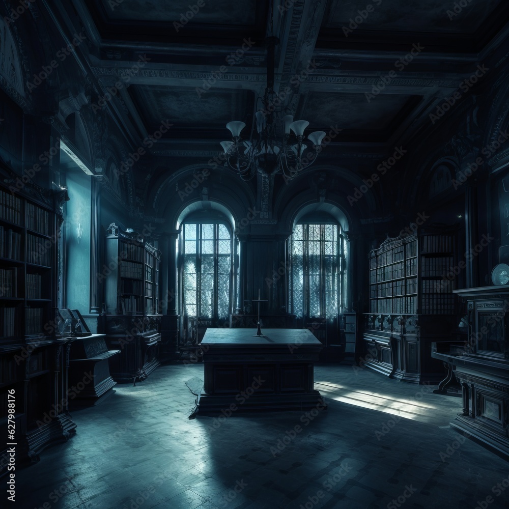 Haunted Library - AI Generated