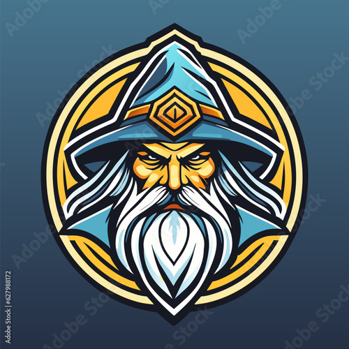 Wizard mascot logo design vector with modern illustration concept style for badge, emblem and t shirt printing. Wizard illustration for sport and esport team.Wizard coin