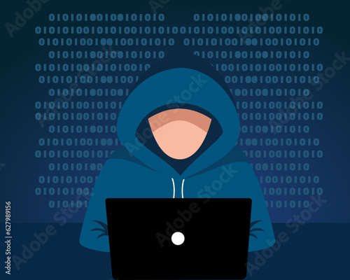 hacker hacked system hacker thief steal online and email data, password and credit card information.