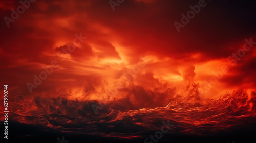 Abstract dark red background and Dramatic fiery sky. Generative Ai