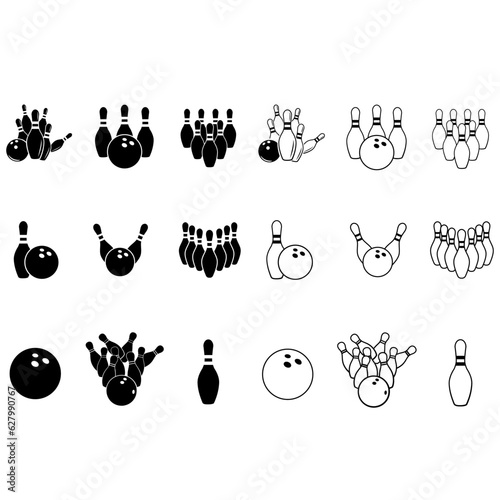 Bowling icon vector set. skittles illustration sign collection. strike symbol or logo.
