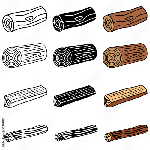 Wooden log icon vector set. Wood illustration sign collection. Tree symbol or logo.
