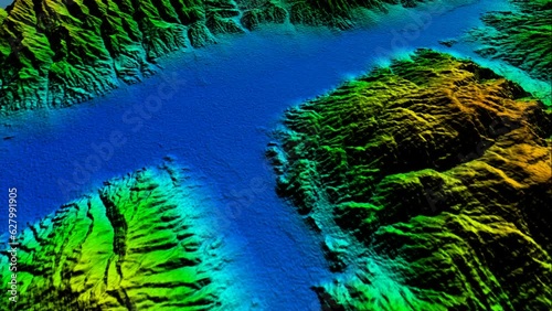 Fly-Through Experience: A Vibrant 3D Terrain Visualization - The Confluence of GIS, Cartography, Topological Modeling, Environmental Analysis, and Digital Altitude Modeling Techniques photo