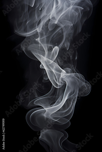 Smoke is steaming up against a black background, in the style of tenebrism