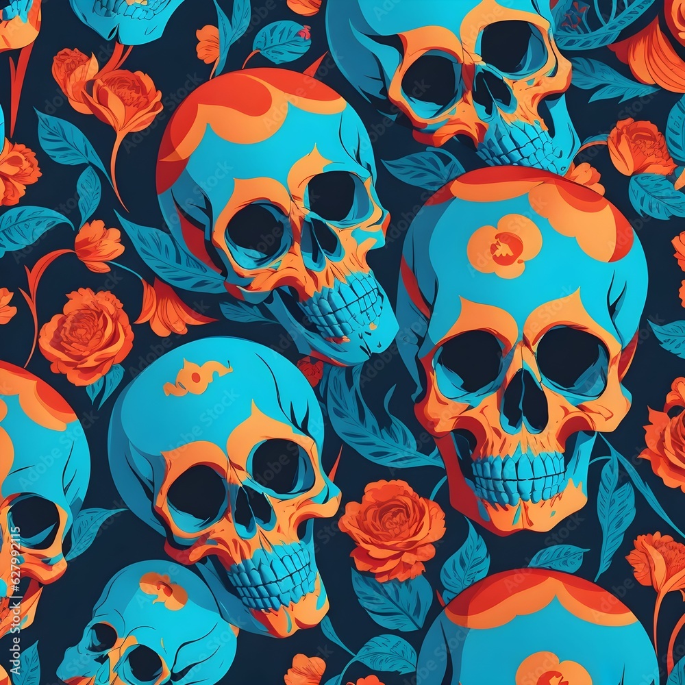 a Bunch of Skull Background Colorful Dynamic Modern Wallpaper