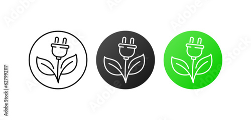 Green energy. Flat style, color. Flower with a plug for electricity. Green energy flower. Vector illustration.