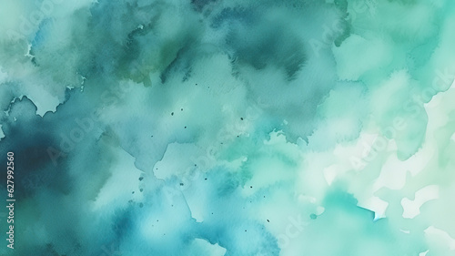 Blue green watercolor and Abstract aquarelle background with copy space for design. Generative Ai