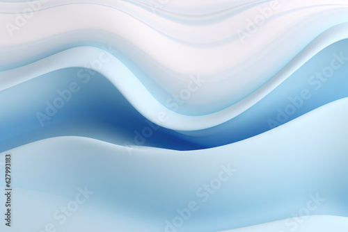 Abstract blue background with wavy lines. 3d render illustration. Light Blue background with smooth lines in it and some smooth folds in it.