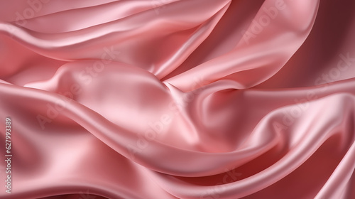 Pink silk satin background and Soft wavy folds on the fabric. Generative Ai