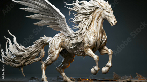 Pegasus a Greek mythology. Ancient Greek flying horse. Generative AI © senadesign