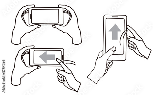 携帯電話を操作するベクターイラストアイコン集