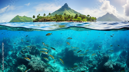 tropical island with sky