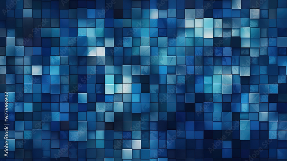 Dark blue white pattern, Chaotic, Geometric shape background for design. Generative Ai