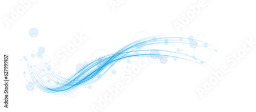 Blue magic spirals with sparkles. Blue light effect. Glitter particles with lines. Swirl effect. PNG.