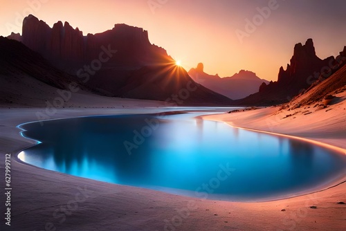 sunrise over the lake generated by AI © kashif