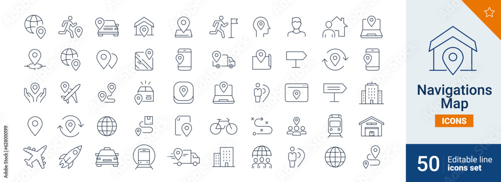 Navigations icons Pixel perfect. travel, world, map, gps, ...