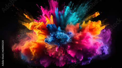 Colorful powder explosion. Abstract rainbow background. 