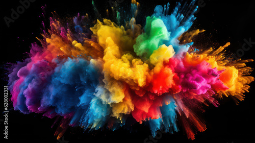 Colorful powder explosion. Abstract rainbow background. 