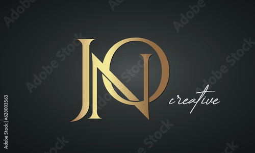 luxury letters JNO golden logo icon premium monogram, creative royal logo design photo