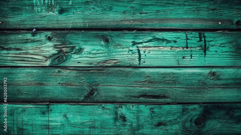 Obraz premium Green old wood background. Bright green wooden planks background. Generative Ai