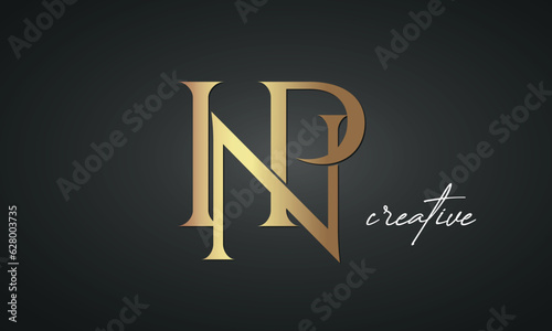 luxury letters INP golden logo icon premium monogram, creative royal logo design