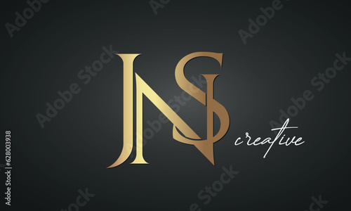 luxury letters JNS golden logo icon premium monogram, creative royal logo design photo